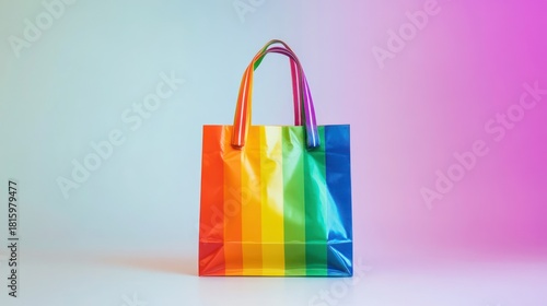 Vibrant rainbow shopping bag offers stylish storage and celebrates diversity with colorful appeal