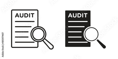 Audit icons in different style, sign or symbol, suitable for apps and websites