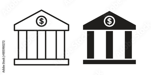 Bank icons in different style, sign or symbol, suitable for apps and websites