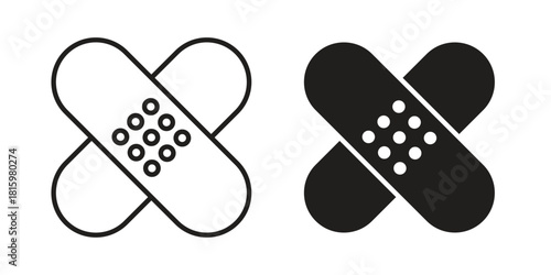 Band aid icons in different style, sign or symbol, suitable for apps and websites