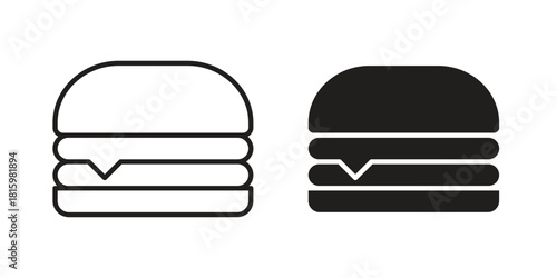Burger icons in different style, sign or symbol, suitable for apps and websites