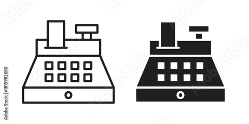 Cash register icons in different style, sign or symbol, suitable for apps and websites