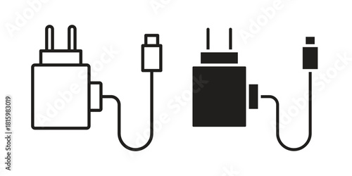 Charger icons in different style, sign or symbol, suitable for apps and websites