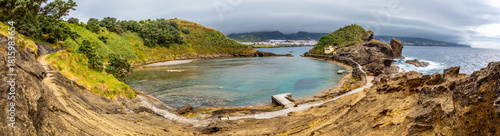Panorama of volcanic crater in the atlantic ocean, Ilhéu da Vila, Azores, Portugal