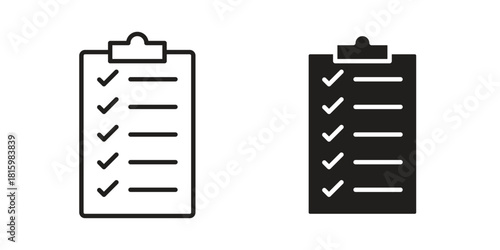 Clipboard icons in different style, sign or symbol, suitable for apps and websites