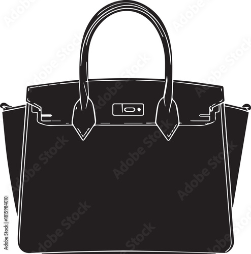 Shoulder bag silhouette artwork highlighting modern fashion accessory outline