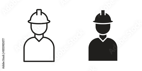 Construction worker icons in different style, sign or symbol, suitable for apps and websites