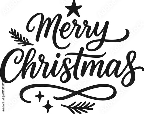 Elegant Script Merry Christmas in Black