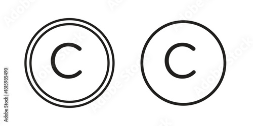 Copyright icons in different style, sign or symbol, suitable for apps and websites