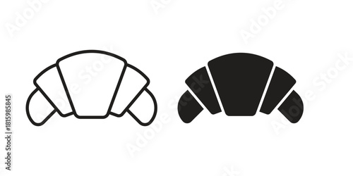 Croissant icons in different style, sign or symbol, suitable for apps and websites