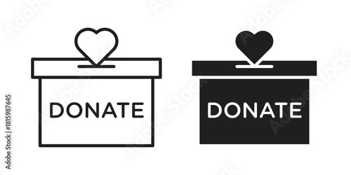 Donations icons in different style, sign or symbol, suitable for apps and websites