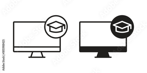 E-learning icons in different style, sign or symbol, suitable for apps and websites