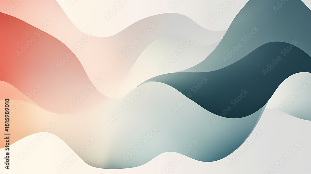 Fototapeta premium Smooth, flowing, layered shapes create an abstract background with soft color gradients
