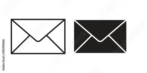 Envelope icons in different style, sign or symbol, suitable for apps and websites