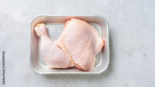 Raw Chicken Leg Quarter on White Background Isolated. Generative AI