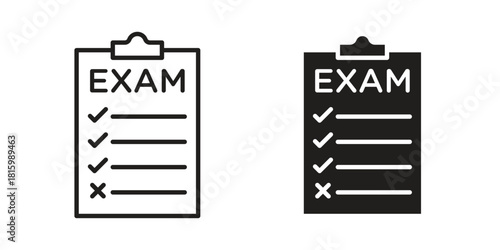 Exam icons in different style, sign or symbol, suitable for apps and websites