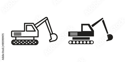 Excavator icons in different style, sign or symbol, suitable for apps and websites