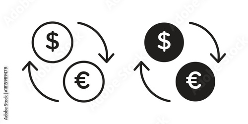 Exchange rate icons in different style, sign or symbol, suitable for apps and websites