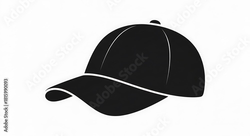 Black Baseball Cap Silhouette - Sportswear and Fashion Accessory Illustration.