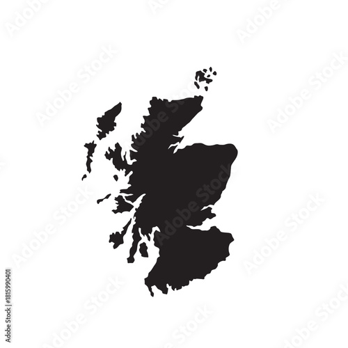 Sleek silhouette of Scotland offers modern simplicity for travel guides, branding, or educational materials showcasing Scottish pride and heritage