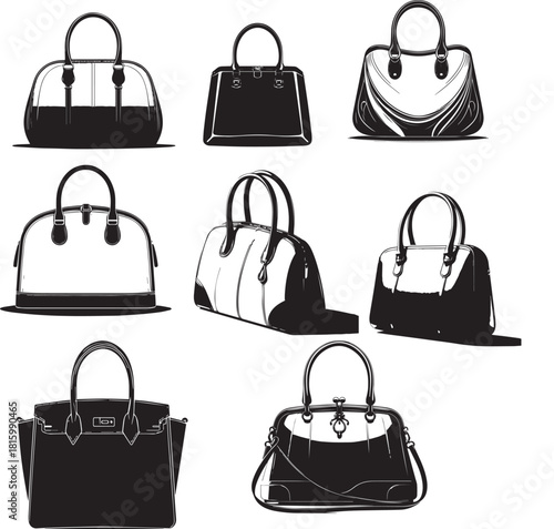 Shoulder bag silhouette artwork highlighting modern fashion accessory outline