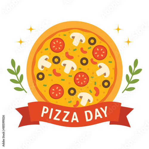World Pizza Day Celebration Pizza Illustration