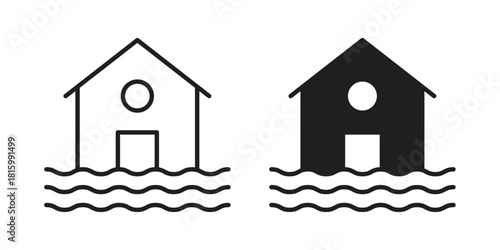 Flood icons in different style, sign or symbol, suitable for apps and websites