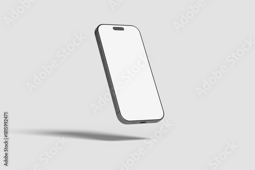 Floating Smartphone Mockup with Blank Screen on Light Background