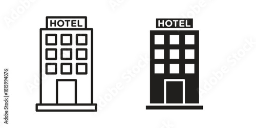 hotel icons in different style, sign or symbol, suitable for apps and websites