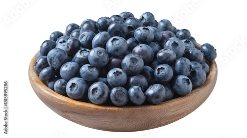 Wallpaper Mural A wooden bowl overflowing with fresh ripe blueberries showcasing their deep blue color and natural texture isolated on transparent background Torontodigital.ca