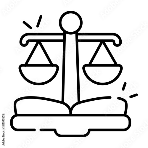 Conceptual linear design icon of law book