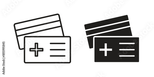 Insurance card icons in different style, sign or symbol, suitable for apps and websites