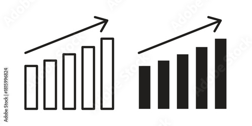 Growing graph icons in different style, sign or symbol, suitable for apps and websites