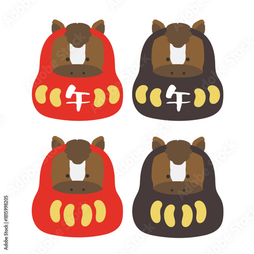 午年　干支達磨（だるま）　イラストセット