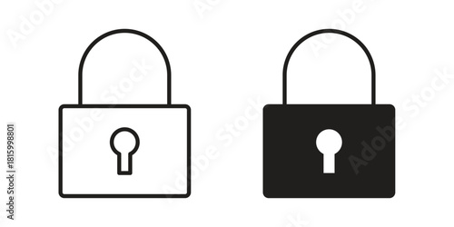 Lock closed icons in different style, sign or symbol, suitable for apps and websites