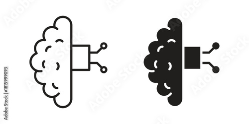 Machine learning icons in different style, sign or symbol, suitable for apps and websites