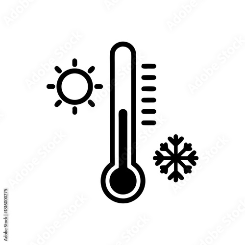 Temperature gauge with sun and snowflake symbols representing climate  