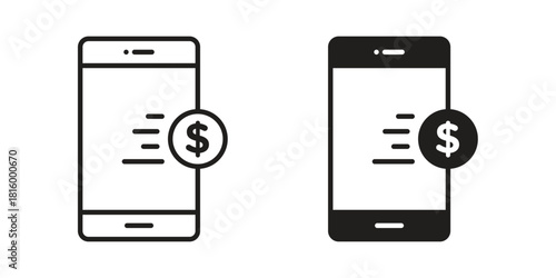 Mobile banking icons in different style, sign or symbol, suitable for apps and websites