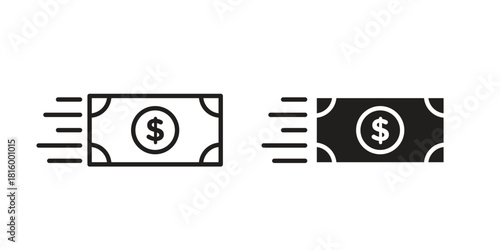 Money transfer icons in different style, sign or symbol, suitable for apps and websites
