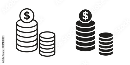 Money icons in different style, sign or symbol, suitable for apps and websites