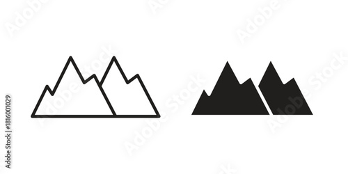 Mountain icons in different style, sign or symbol, suitable for apps and websites