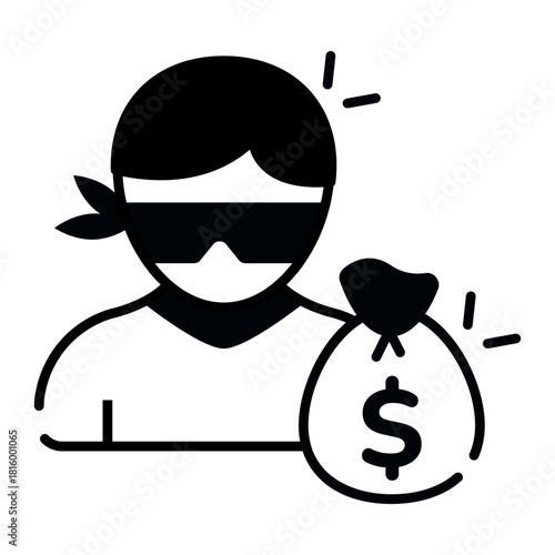 Unique design icon of thief 