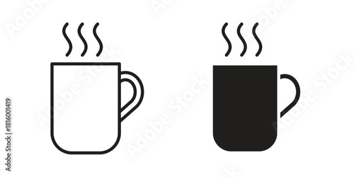 Mug icons in different style, sign or symbol, suitable for apps and websites