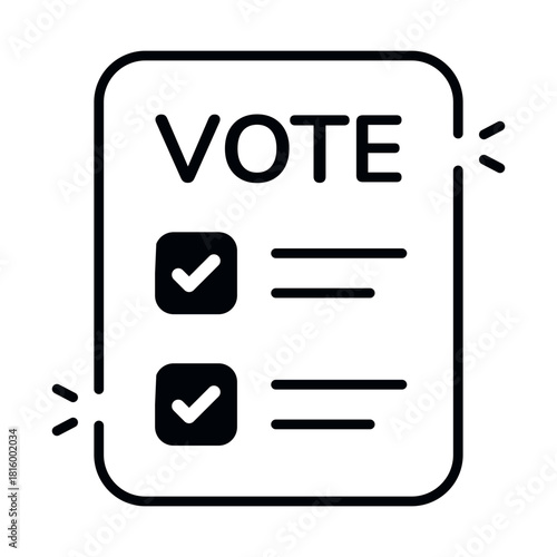 Conceptual solid design icon of ballot paper 