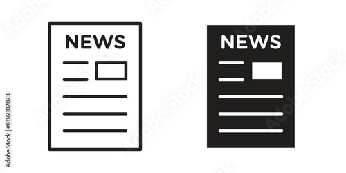 Newspaper icons in different style, sign or symbol, suitable for apps and websites