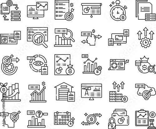 Business and Finance Icons Set - Investment Strategy