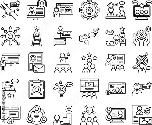 Talent Management Line Icons Set for Business