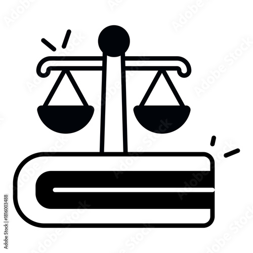 Conceptual solid design icon of law book