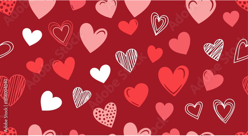 Valentine's day with heart background illustration in shades of red and white, celebrating love