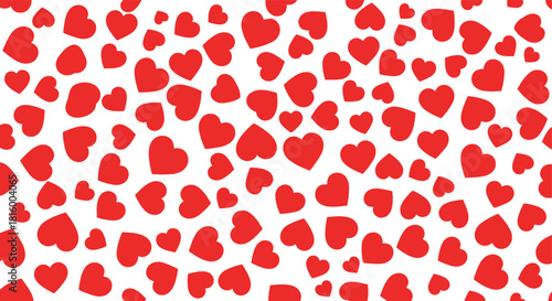A Romantic Scatter Whimsical Hearts and Love's Overflow in a Vibrant Red Pattern